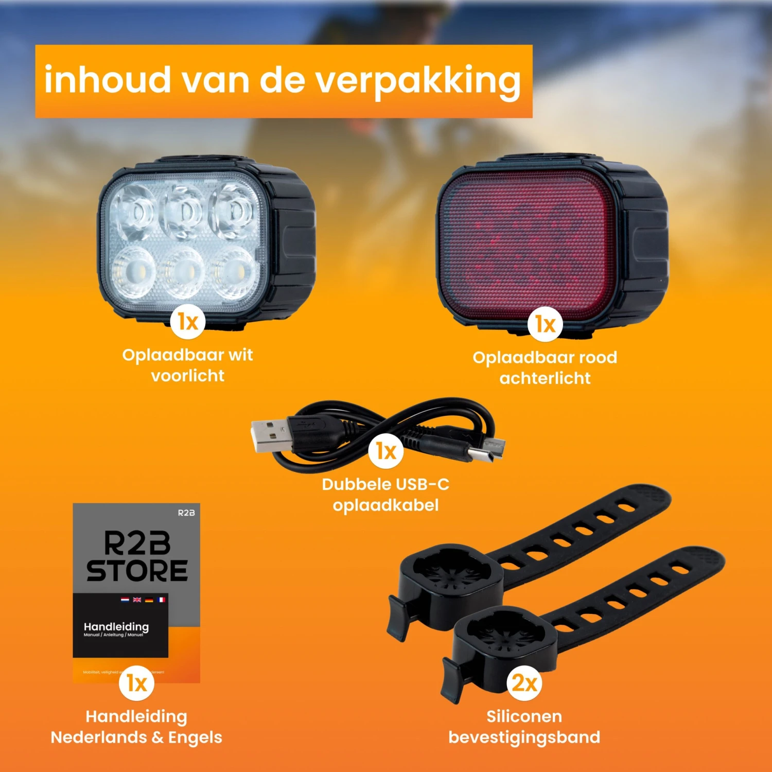 R2B Oplaadbare USB-C Fietslampen 8 R2B Oplaadbare USB-C Fietslampen - Afbeelding 6