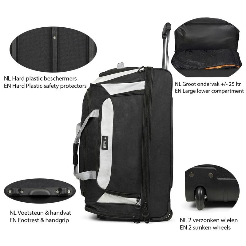 TravelZ 96 Liter Wieltas - Black 6 TravelZ 96 Liter Wieltas - Black - Afbeelding 4
