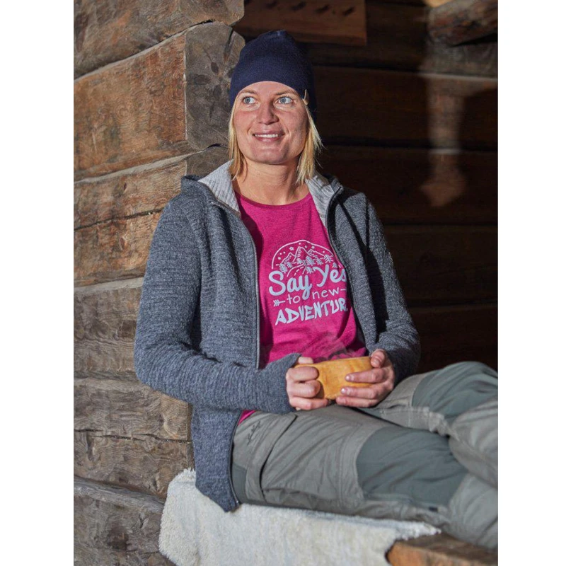 Ivanhoe Morel Hood Blauw Dames Vest 4 Ivanhoe Morel Hood Blauw Dames Vest - Afbeelding 2