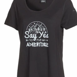 Ivanhoe Meja Adventure Zwart Dames T-shirt -Kampeerartikelen Korting 41acc2b5c4e62cdc