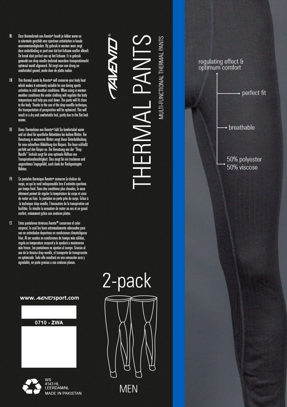 Avento Heren Thermobroek 2-pack - Zwart 6 Avento Heren Thermobroek 2-pack - Zwart - Afbeelding 4