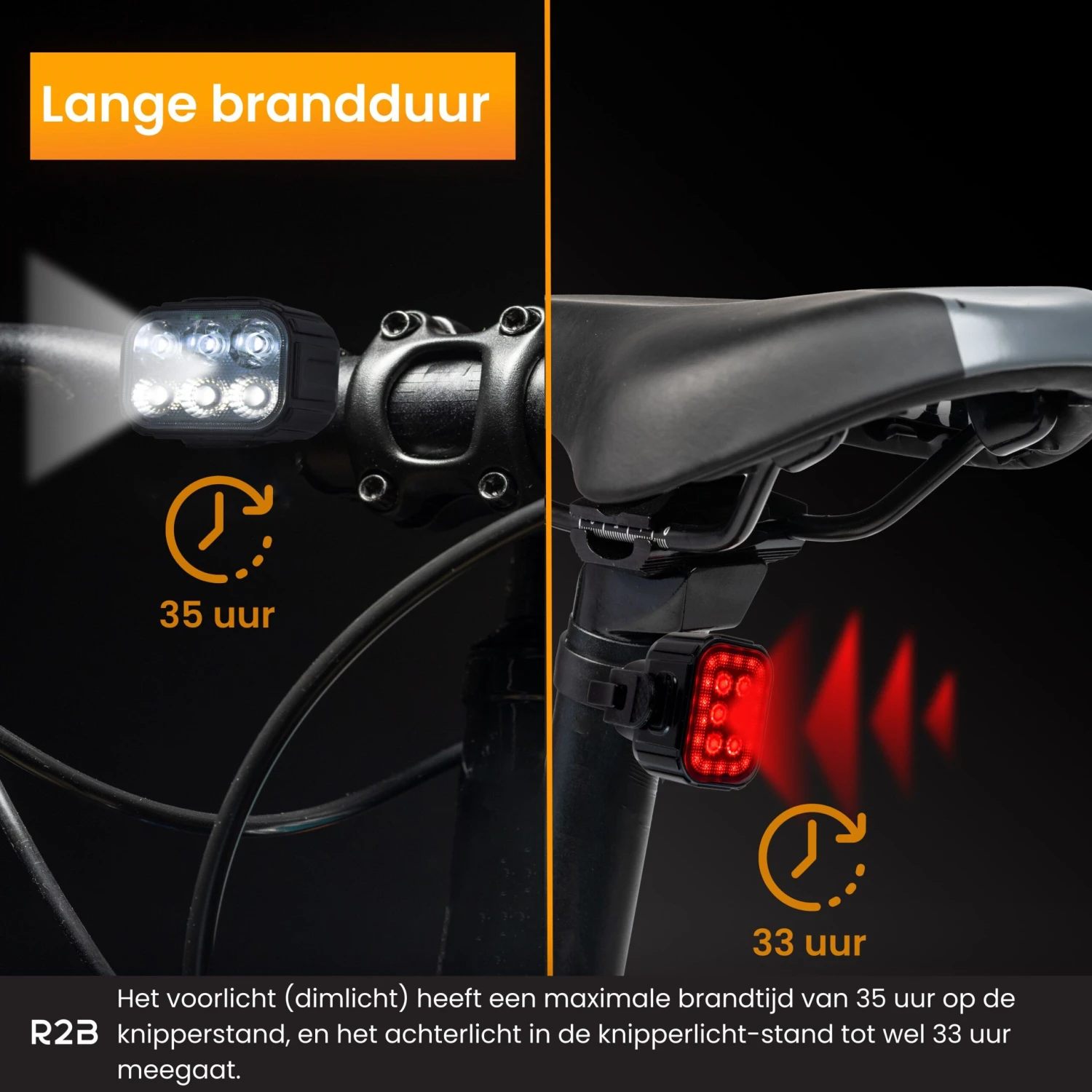 R2B Oplaadbare USB-C Fietslampen 4 R2B Oplaadbare USB-C Fietslampen - Afbeelding 2