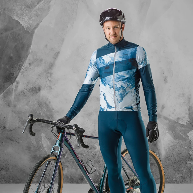 Löffler Floes Blue Heren Lange Mouwen Wielrenshirt 4 Löffler Floes Blue Heren Lange Mouwen Wielrenshirt - Afbeelding 2