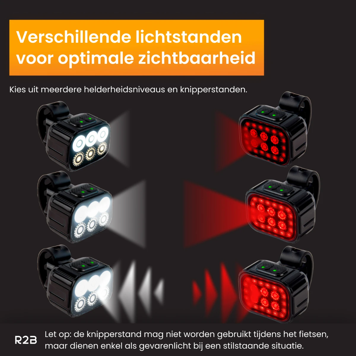 R2B Oplaadbare USB-C Fietslampen 6 R2B Oplaadbare USB-C Fietslampen - Afbeelding 4