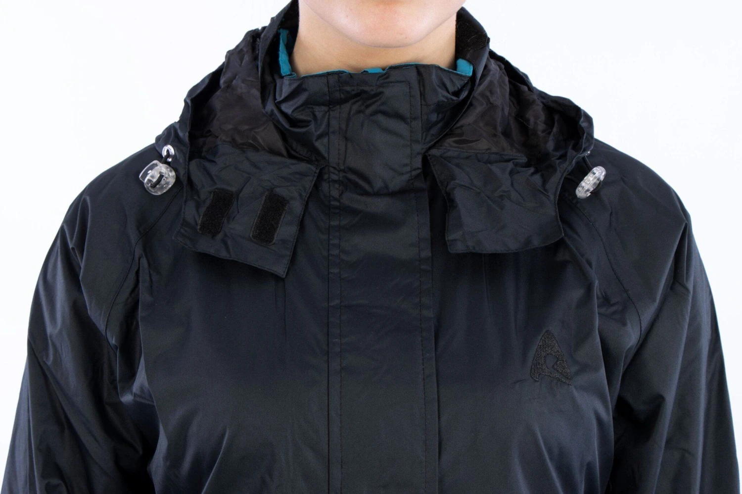 Ralka Lange Dames Regen Jas Deluxe - Zwart/Aqua 6 Ralka Lange Dames Regen Jas Deluxe - Zwart/Aqua - Afbeelding 4